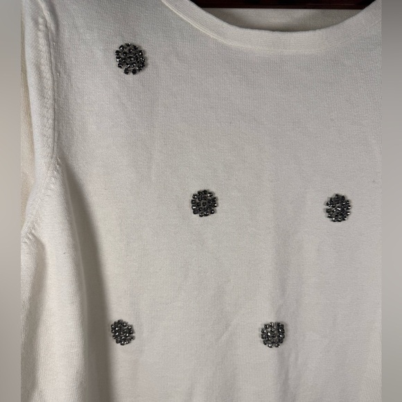 NWOT Talbots Bejeweled Cream Knit Sweater Embellished Women Size XLarge - Picture 2 of 8